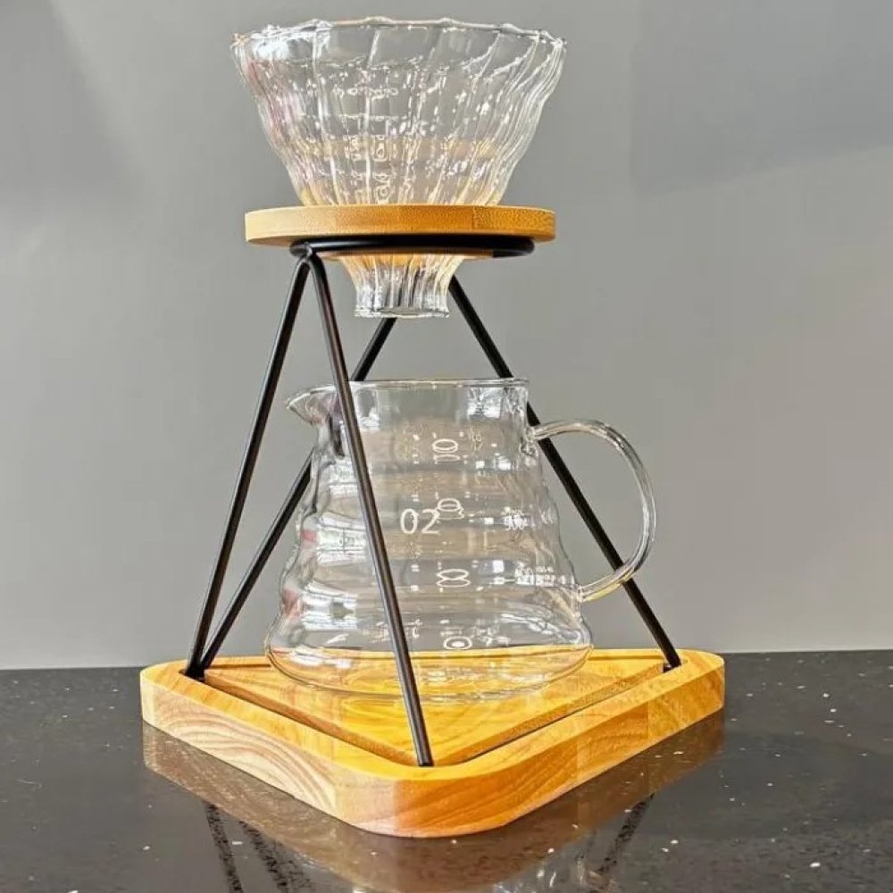  Kit V60 BoroSilicato con Base en Madera